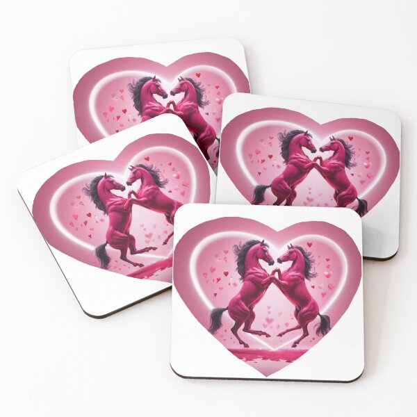 Item preview, Couple Pink Horses With Heart  In Love designed and sold by BotunPeony.