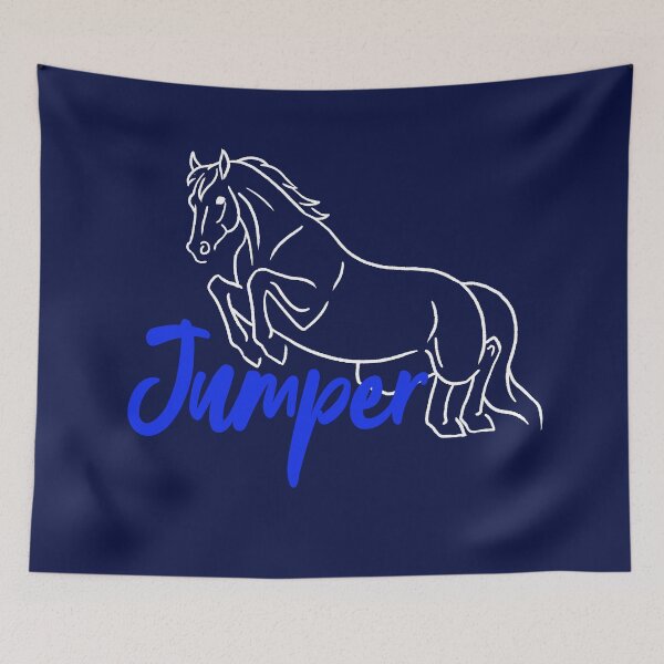 Item preview, Jumping White Horse Sketch with Blue Text designed and sold by DappledMoon.