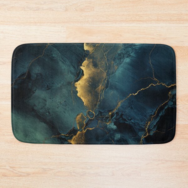 Item preview, Dynamic abstract unique marble design blue gold 2 designed and sold by GoKindCreations.