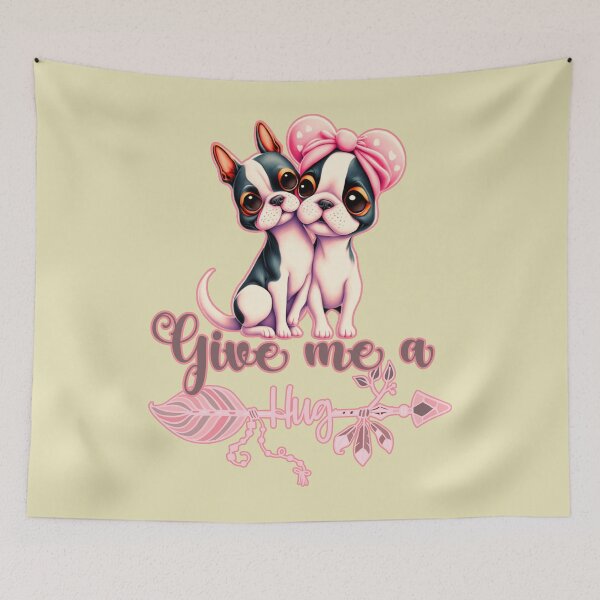 Item preview, Give me a hug funny French bulldog couple with boho arrow designed and sold by JoyOfHopeStore.
