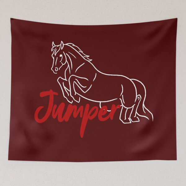 Item preview, White Jumping Horse Sketch with Red Text designed and sold by DappledMoon.