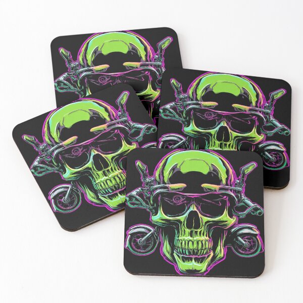 Item preview, Neon Biker Skull Death Ride designed and sold by CyberArtistOne.