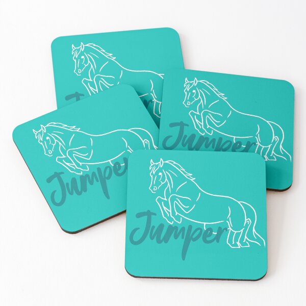 Item preview, Jumping White Horse Sketch with Teal Text designed and sold by DappledMoon.