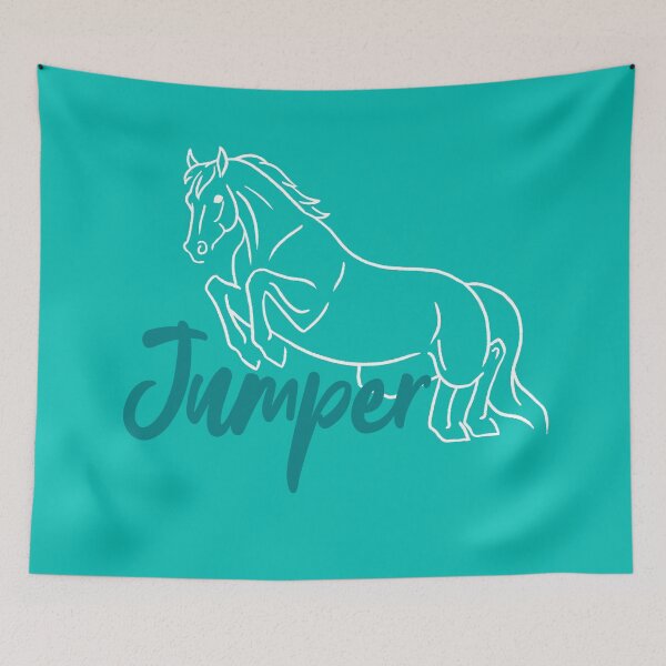 Item preview, Jumping White Horse Sketch with Teal Text designed and sold by DappledMoon.