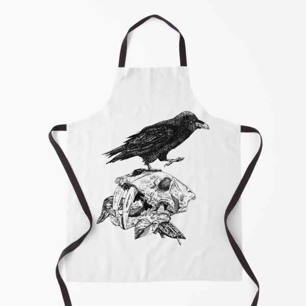 Item preview, Raven on top of Saber Toothed Cat Skull designed and sold by Moon Dog Art.