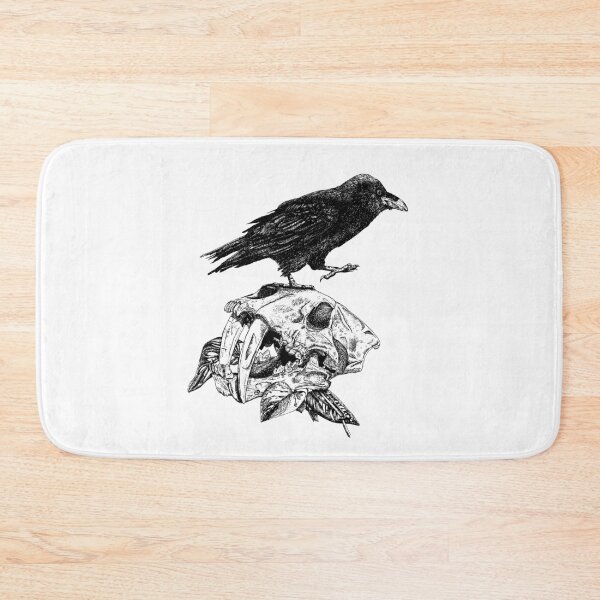 Item preview, Raven on top of Saber Toothed Cat Skull designed and sold by Moon Dog Art.
