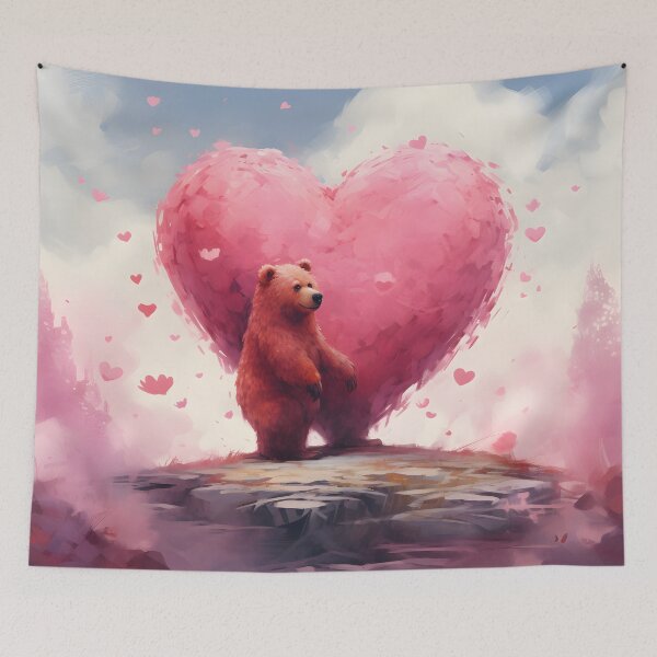 Item preview, A pink bear with a large heart-shaped symbol on its body designed and sold by Nickyayee.