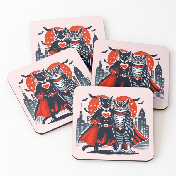 Item preview, Adorable cat owl couple love each other valentine day  designed and sold by Animalpetslover.