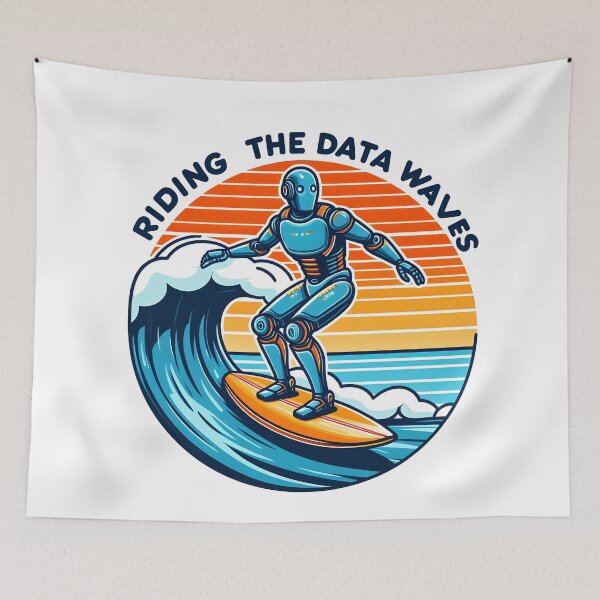 Item preview, Surfer Robot: Riding the Data Waves designed and sold by Dungeon-Depot.