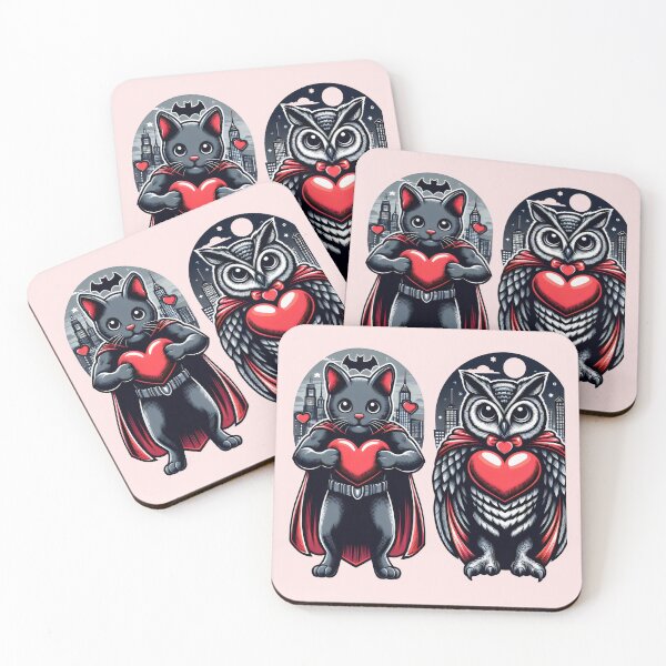 Item preview,  Adorable cat owl couple heart love each other valentine day  designed and sold by Animalpetslover.