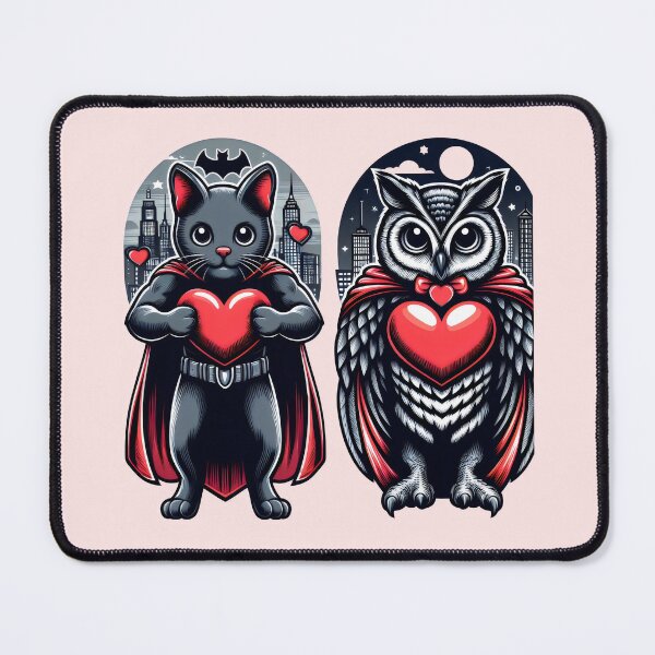 Item preview, Adorable cat owl couple heart love each other valentine day designed and sold by Animalpetslover.