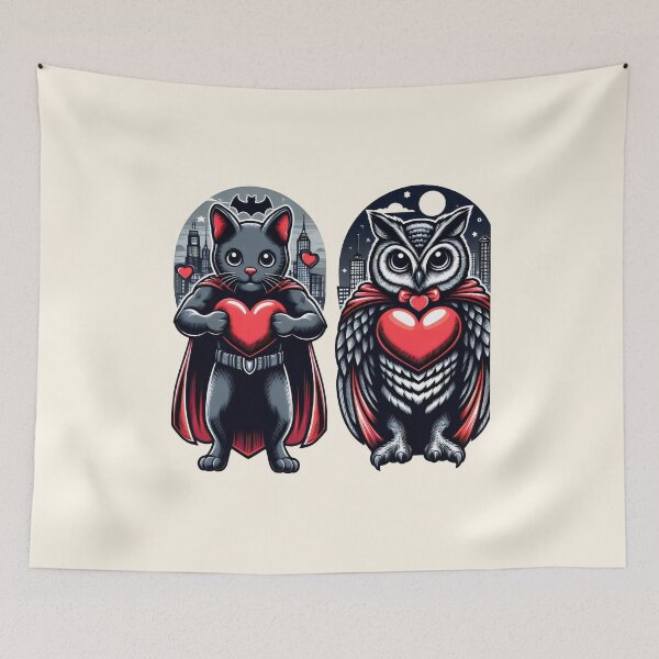 Item preview,  Adorable cat owl couple heart love each other valentine day  designed and sold by Animalpetslover.