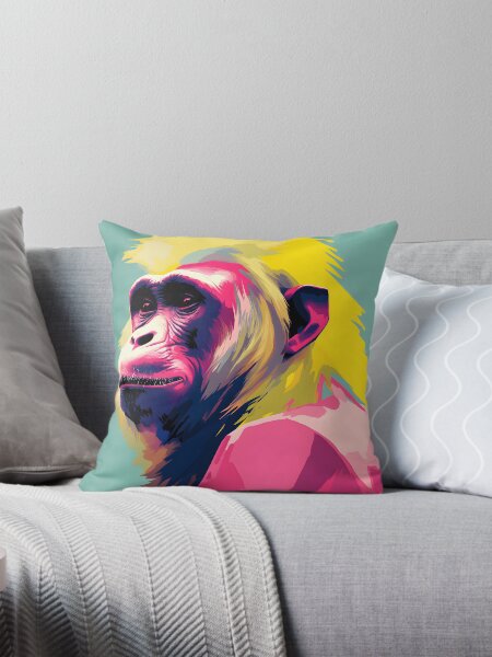 Vista previa del artículo con la obra «Arte de retratos de babuino oliva. animales coloridos. Almohada de tiro de animales.», diseñado y vendido por formform.