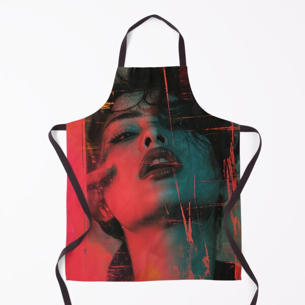 Item preview, Double Exposure Woman Portrait | Red Teal Dramatic Art Print designed and sold by VUK VESOVIC.