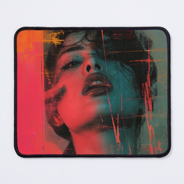 Item preview, Double Exposure Woman Portrait | Red Teal Dramatic Art Print designed and sold by VUK VESOVIC.