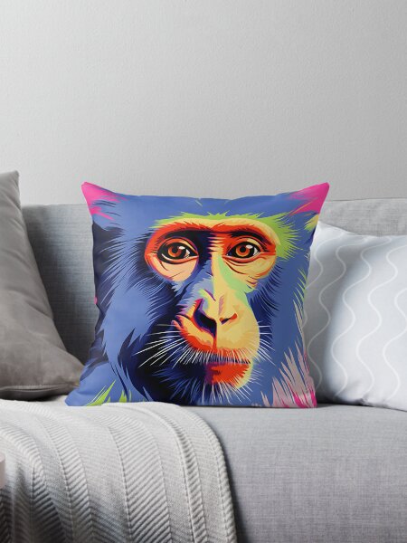 Vista previa del artículo con la obra «Arte de retratos de babuino oliva. animales coloridos. Almohada de tiro de animales.», diseñado y vendido por formform.