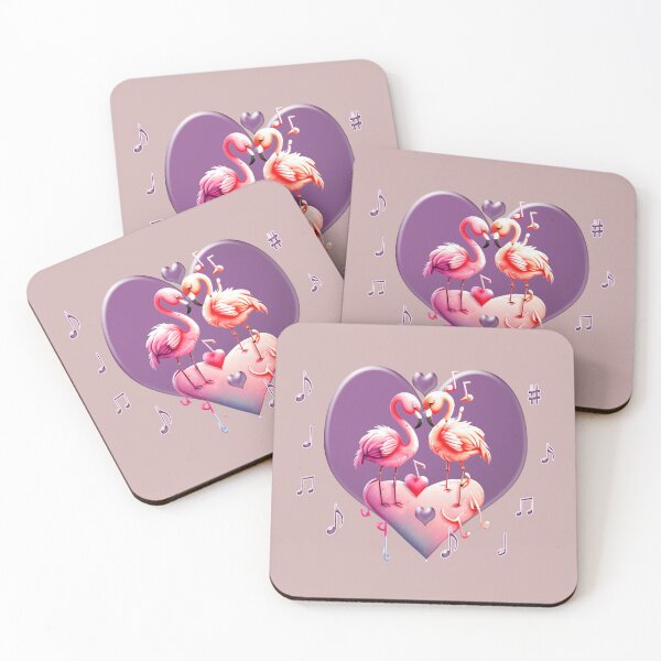 Item preview, Pink flamingos with purple heart Camargue designed and sold by Artbellachi.