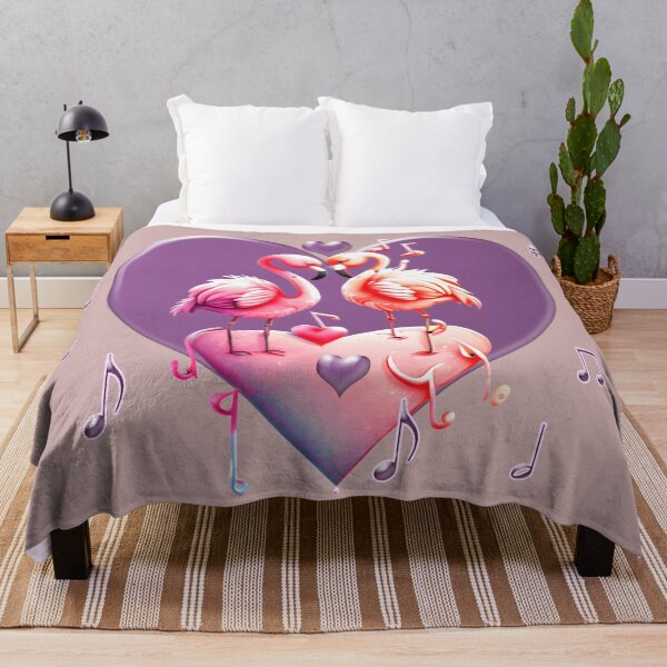 Item preview, Pink flamingos with purple heart Camargue designed and sold by Artbellachi.