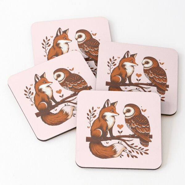 Item preview, Fox and owl Day and night couple love each other valentine day  designed and sold by Animalpetslover.