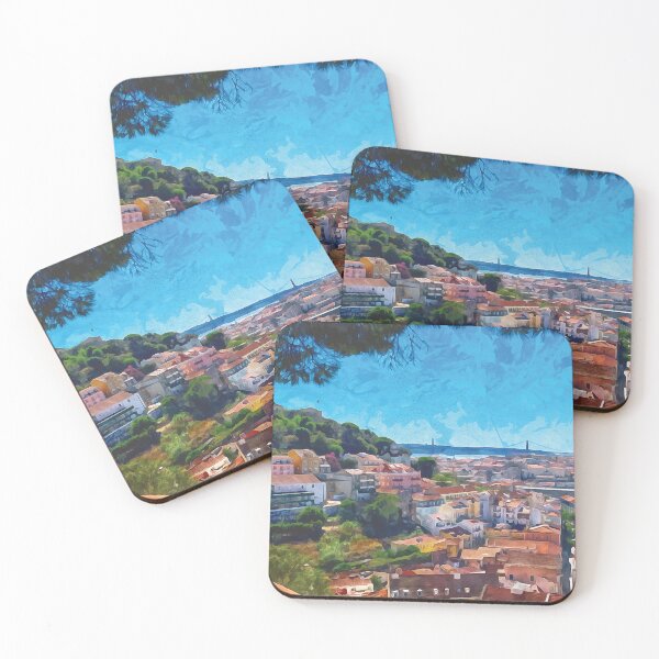 Item preview, Panoramic view over the rooftops of Lisbon in watercolor designed and sold by Intermundium.