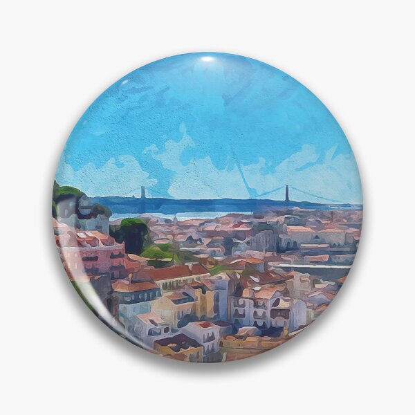 Item preview, Panoramic view over the rooftops of Lisbon in watercolor designed and sold by Intermundium.