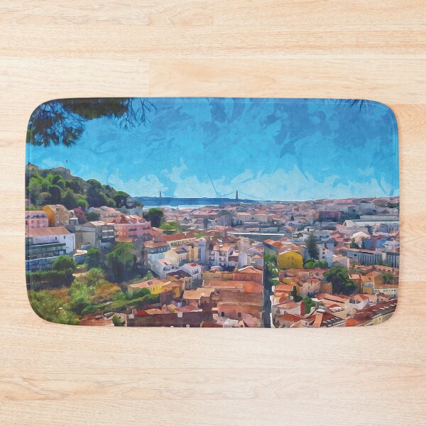 Item preview, Panoramic view over the rooftops of Lisbon in watercolor designed and sold by Intermundium.