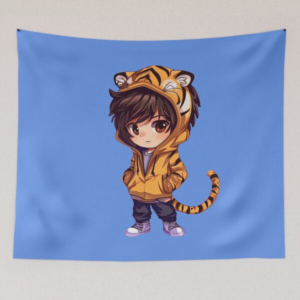 Item preview, Chibi Boy Wearing Tiger Hoodie designed and sold by Myra365Art.