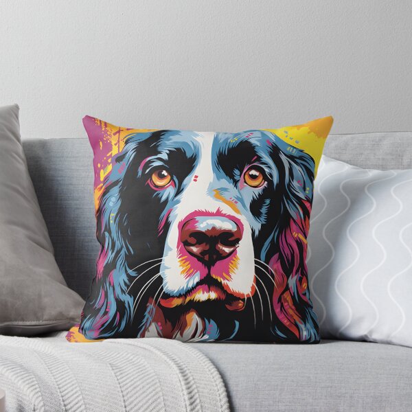 English springer spaniel dog portraits art. animal colorful. Animal throw pillow. Throw Pillow