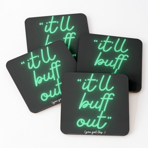 Item preview, "it'll buff out" neon sign motivational quote "you got this" encouragement green designed and sold by goldenflames.