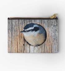 Red-breasted Nuthatch in Birdhouse Zipper Pouch