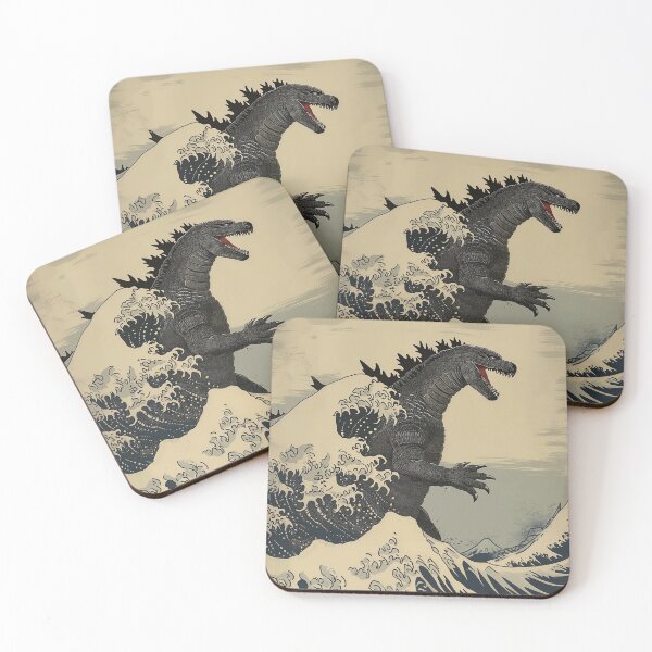Item preview, Katsushika Hokusai - Godzilla In The Great Wave off Kanagawa designed and sold by PrintShangri-La.