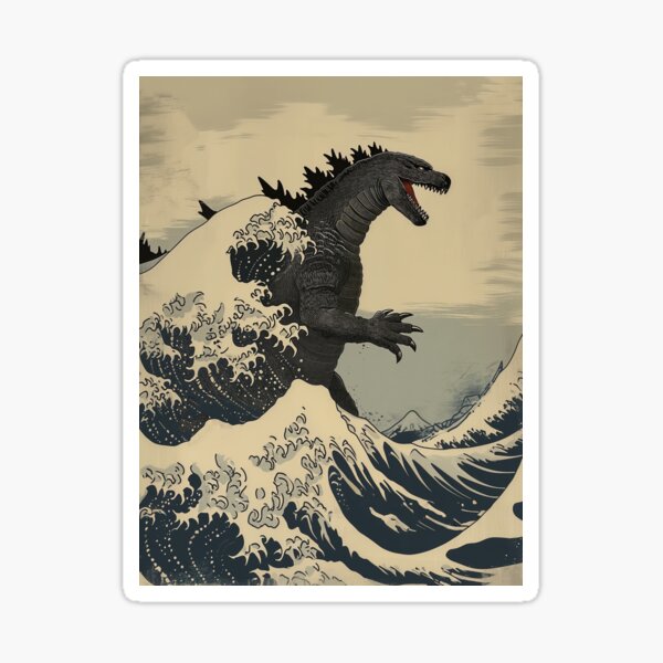 Item preview, Katsushika Hokusai - Godzilla In The Great Wave off Kanagawa designed and sold by PrintShangri-La.