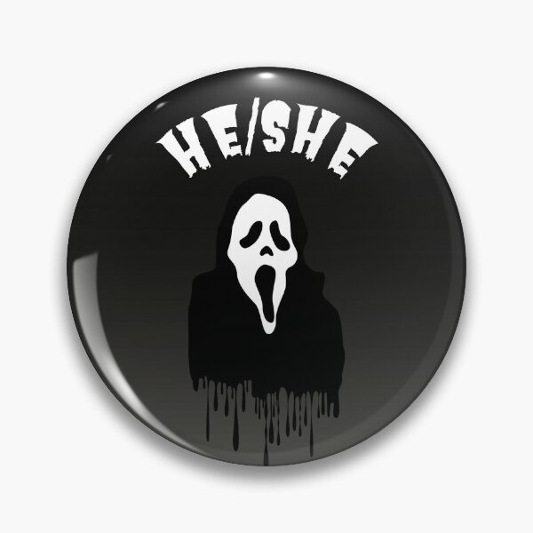 Item preview, He/She Pronouns | Ghost Face Scream | He She Pronoun designed and sold by Furia LGBTQ+ Accessories.