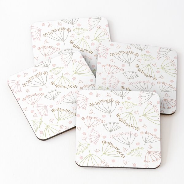 Item preview, scattered dill flowers on white background | Pattern designed and sold by colorofmagic.