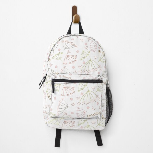 Item preview, scattered dill flowers on white background | Pattern designed and sold by colorofmagic.
