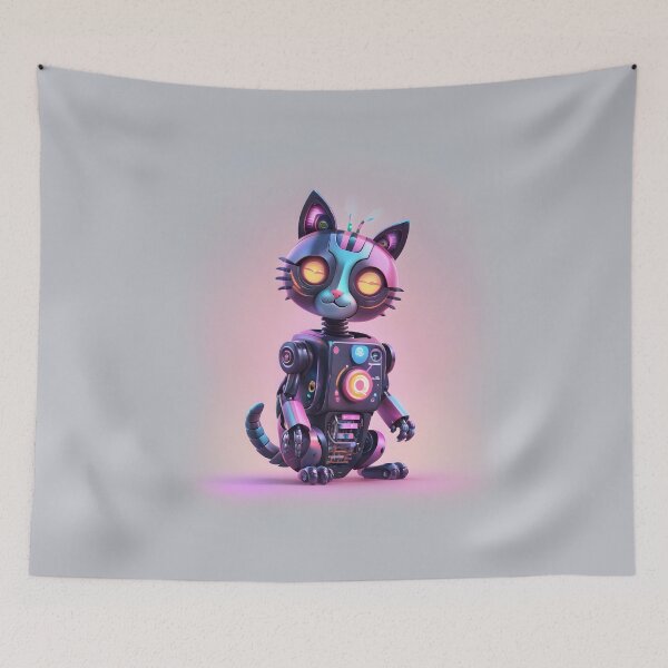 Item preview, Cute Robotic Neon Cat designed and sold by OldschoolCrew.