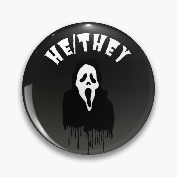 Item preview, He/They Pronouns | Ghost Face Scream | He They Pronoun designed and sold by Furia LGBTQ+ Accessories.