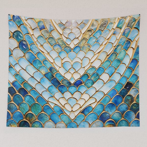 Item preview, Moroccan Snake Scale Pattern, Aqua,Teal, Gold designed and sold by GrinGalore.
