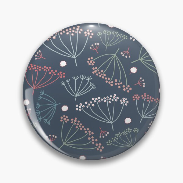 Item preview, Scattered dill flowers on a dark blue background | Pattern designed and sold by colorofmagic.