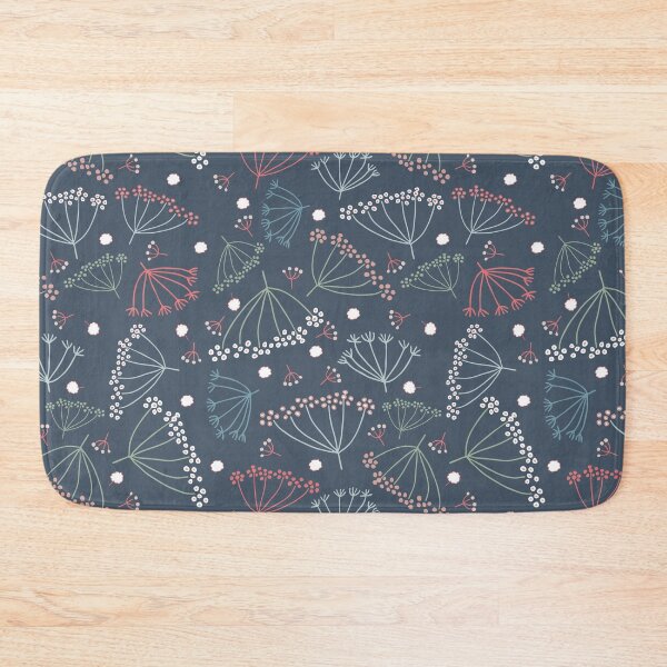 Item preview, Scattered dill flowers on a dark blue background | Pattern designed and sold by colorofmagic.