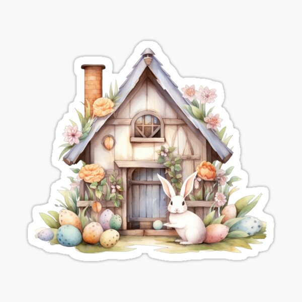 Item preview, Spring Charm: Rabbit Hut with Easter Decorated Egg. designed and sold by BorczVisuals.