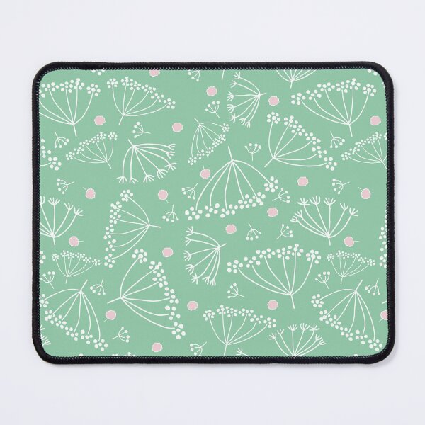 Item preview, Scattered dill flowers on a jade green background | Pattern designed and sold by colorofmagic.
