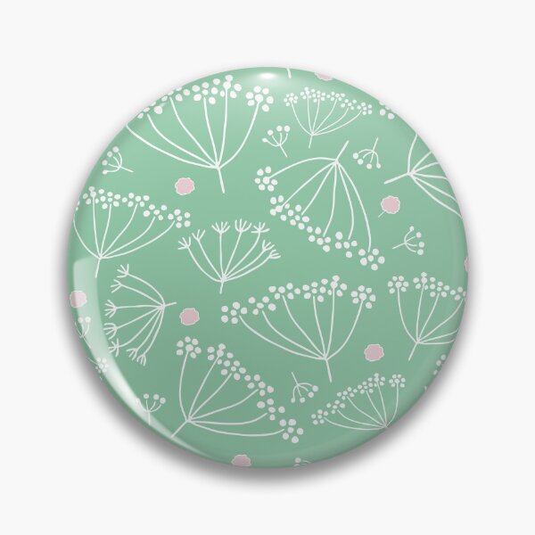 Item preview, Scattered dill flowers on a jade green background | Pattern designed and sold by colorofmagic.