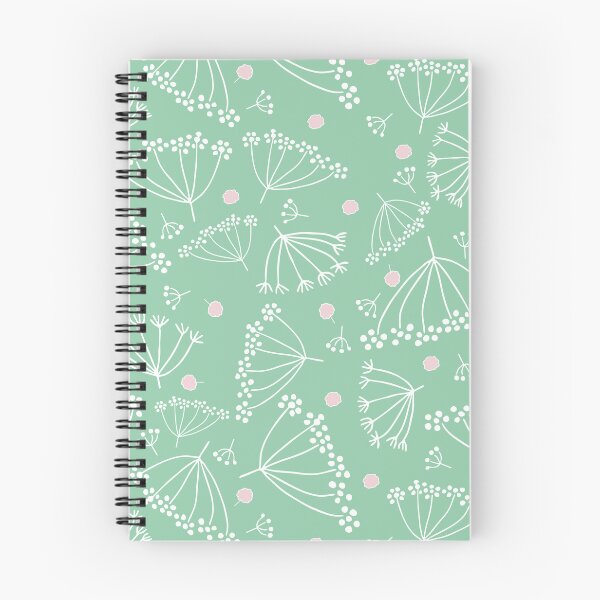 Item preview, Scattered dill flowers on a jade green background | Pattern designed and sold by colorofmagic.
