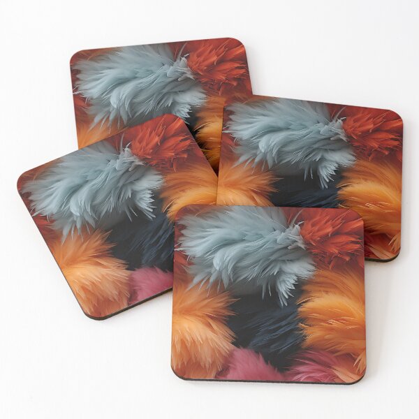 Item preview, Black Gray Pink and Orange Furry feathers (11) designed and sold by Reichcorp.