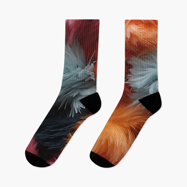 Item preview, Black Gray Pink and Orange Furry feathers (11) designed and sold by Reichcorp.