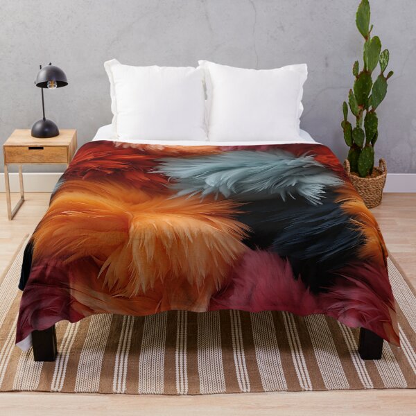 Item preview, Black Gray Pink and Orange Furry feathers (11) designed and sold by Reichcorp.
