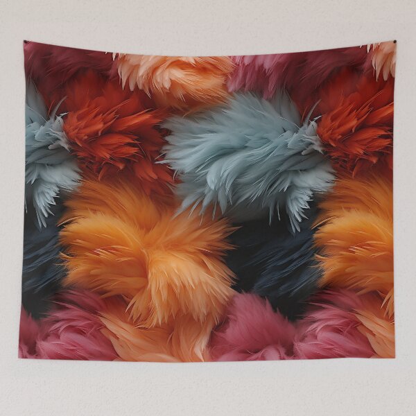 Item preview, Black Gray Pink and Orange Furry feathers (11) designed and sold by Reichcorp.