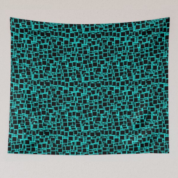 Item preview, 3d squares on glowing aqua backdrop designed and sold by GeoffBeattie.