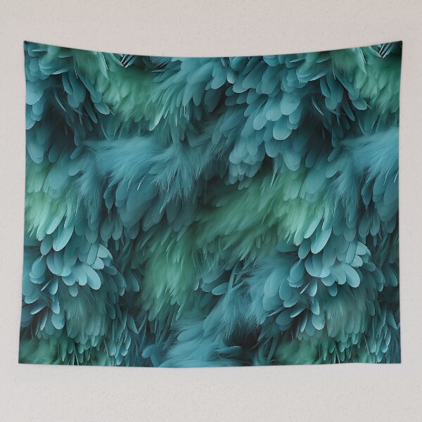 Item preview, Blue Green and Black Fuzzy Furry feathers (9) designed and sold by Reichcorp.